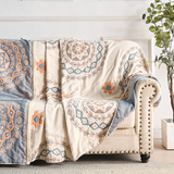 Serene Mandala - 100% Cotton Boho Throw Blanket, Machine Washable