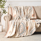 Serene Mandala - 100% Cotton Boho Throw Blanket, Machine Washable