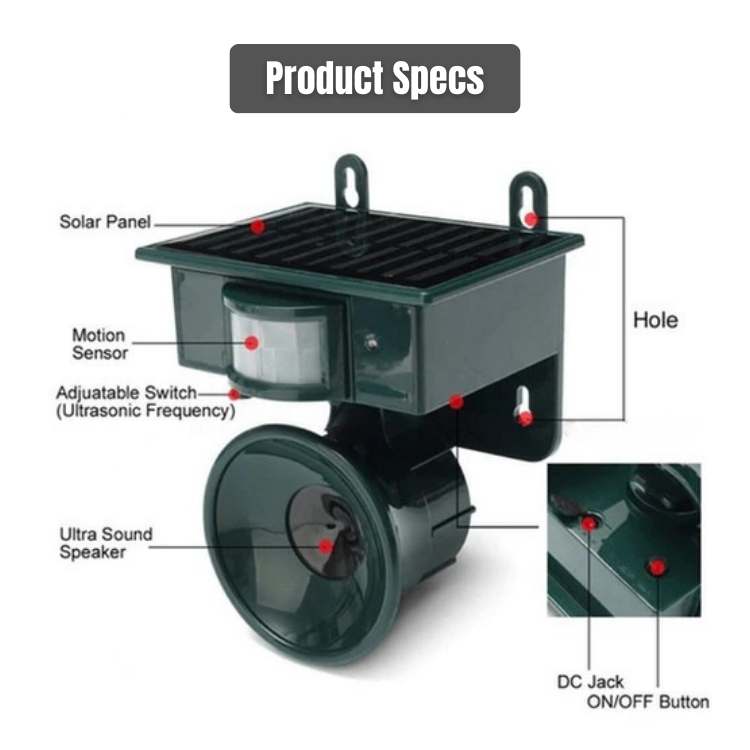 Solar-Powered Ultrasonic Bird Repeller with PIR Sensor 5