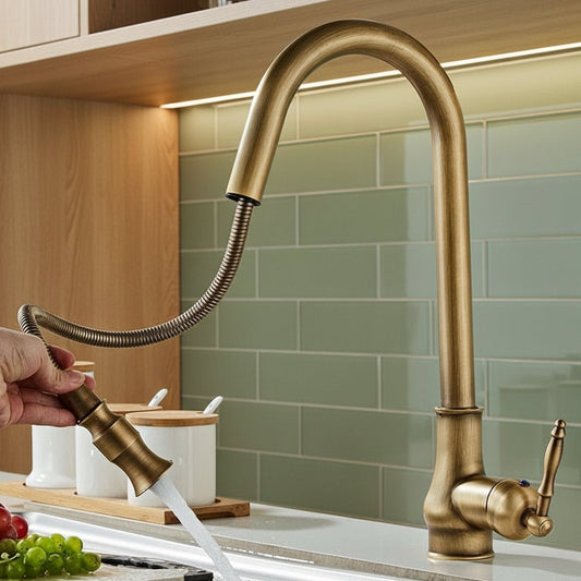 Smartsprout - Antique Bronze Pull-Out Kitchen Faucet Tap