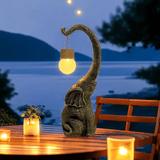 Solar-Powered Copper Elephant Garden Lamp with Warm Glow 1