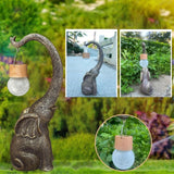 Solar-Powered Copper Elephant Garden Lamp with Warm Glow 3