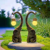 Solar-Powered Copper Elephant Garden Lamp with Warm Glow 4