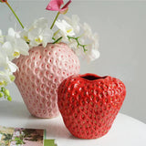 Strawberry Ceramic Decorative Vase - Unique Glossy Finish