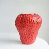 Strawberry Ceramic Decorative Vase - Unique Glossy Finish