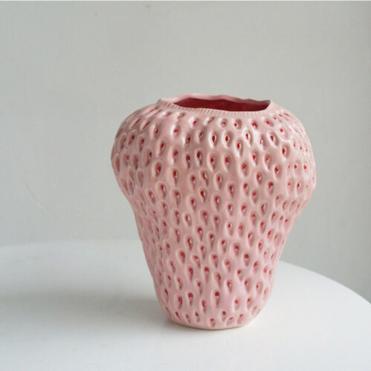 Strawberry Ceramic Decorative Vase - Unique Glossy Finish