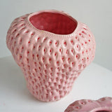 Strawberry Ceramic Decorative Vase - Unique Glossy Finish