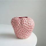 Strawberry Ceramic Decorative Vase - Unique Glossy Finish