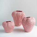 Strawberry Ceramic Decorative Vase - Unique Glossy Finish