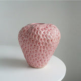 Strawberry Ceramic Decorative Vase - Unique Glossy Finish