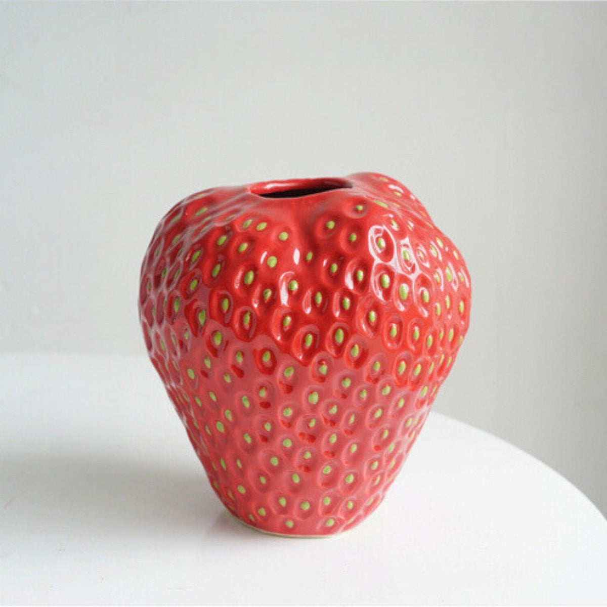 Strawberry Ceramic Decorative Vase - Unique Glossy Finish