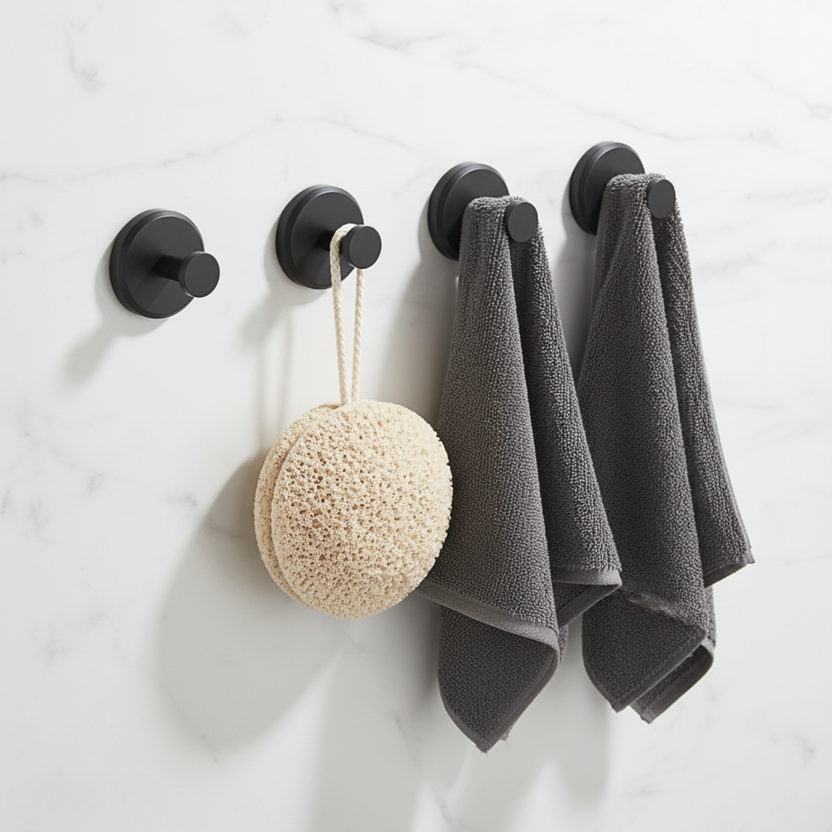 Strong Suction Cup Hooks 4-Pack - Bathroom & Kitchen Organizers