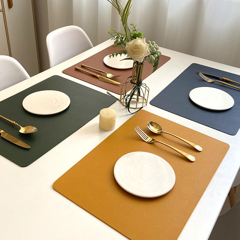 Stylish Black PU Leather Placemats - Waterproof & Heat Resistant Table Mats