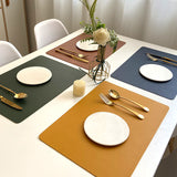 Stylish Black PU Leather Placemats - Waterproof & Heat Resistant Table Mats