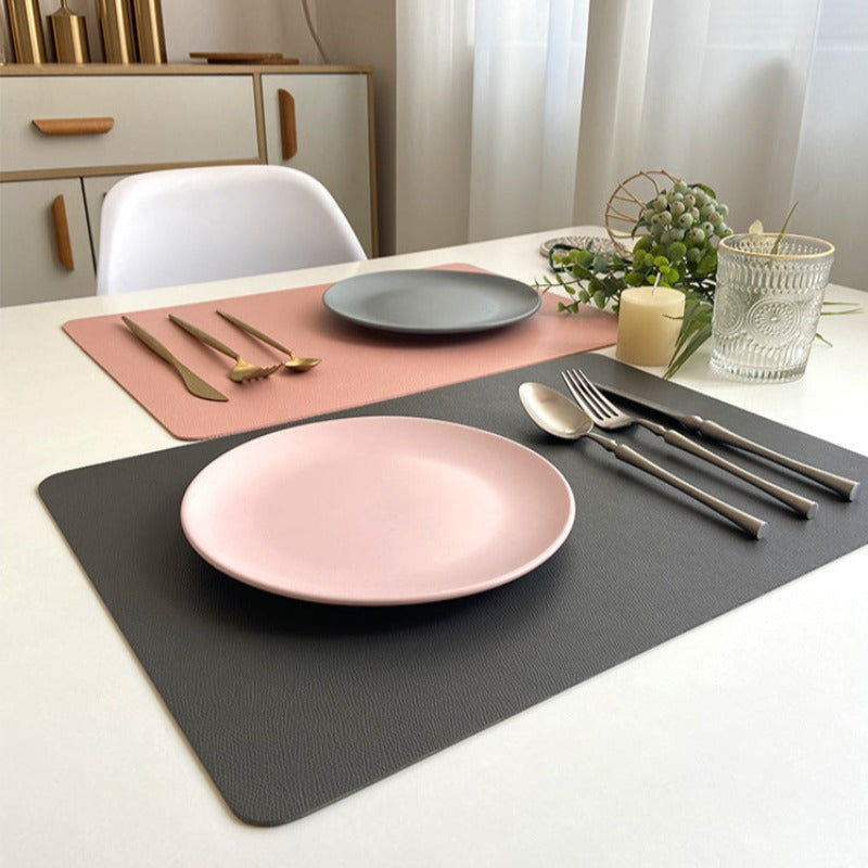 Stylish Black PU Leather Placemats - Waterproof & Heat Resistant Table Mats