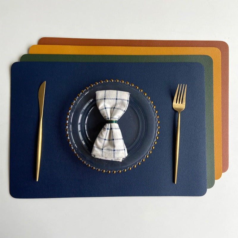Stylish Black PU Leather Placemats - Waterproof & Heat Resistant Table Mats