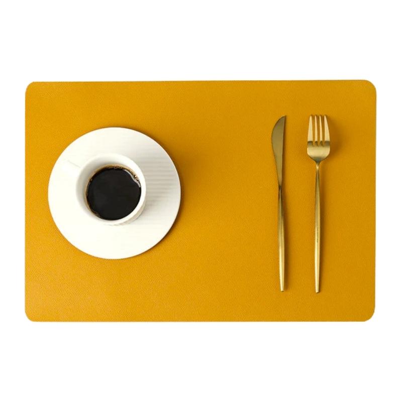 Stylish Black PU Leather Placemats - Waterproof & Heat Resistant Table Mats