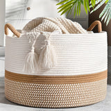 Stylish Boho Cotton Storage Basket - Versatile Home Organizer