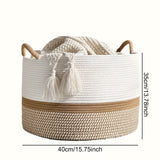 Stylish Boho Cotton Storage Basket - Versatile Home Organizer