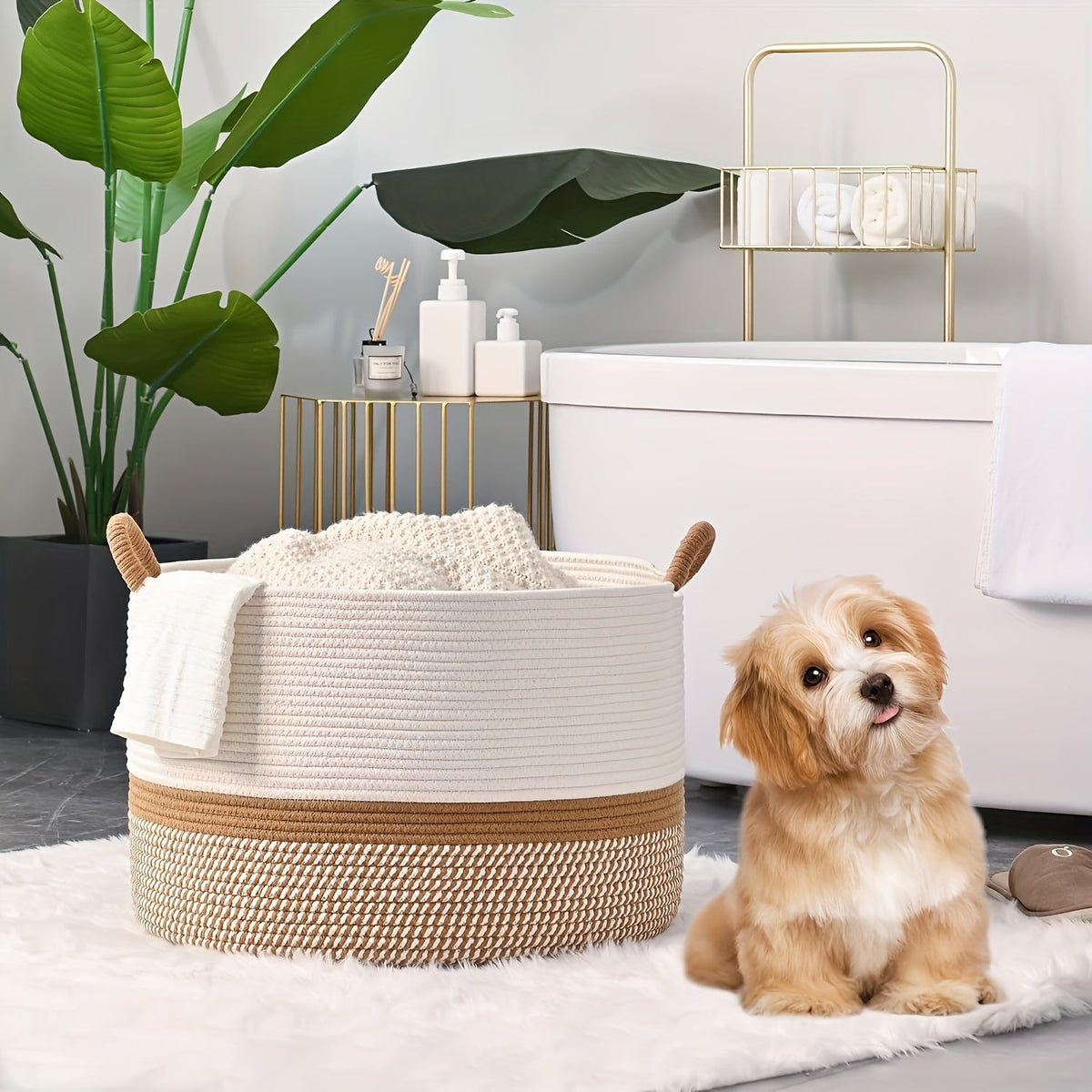 Stylish Boho Cotton Storage Basket - Versatile Home Organizer