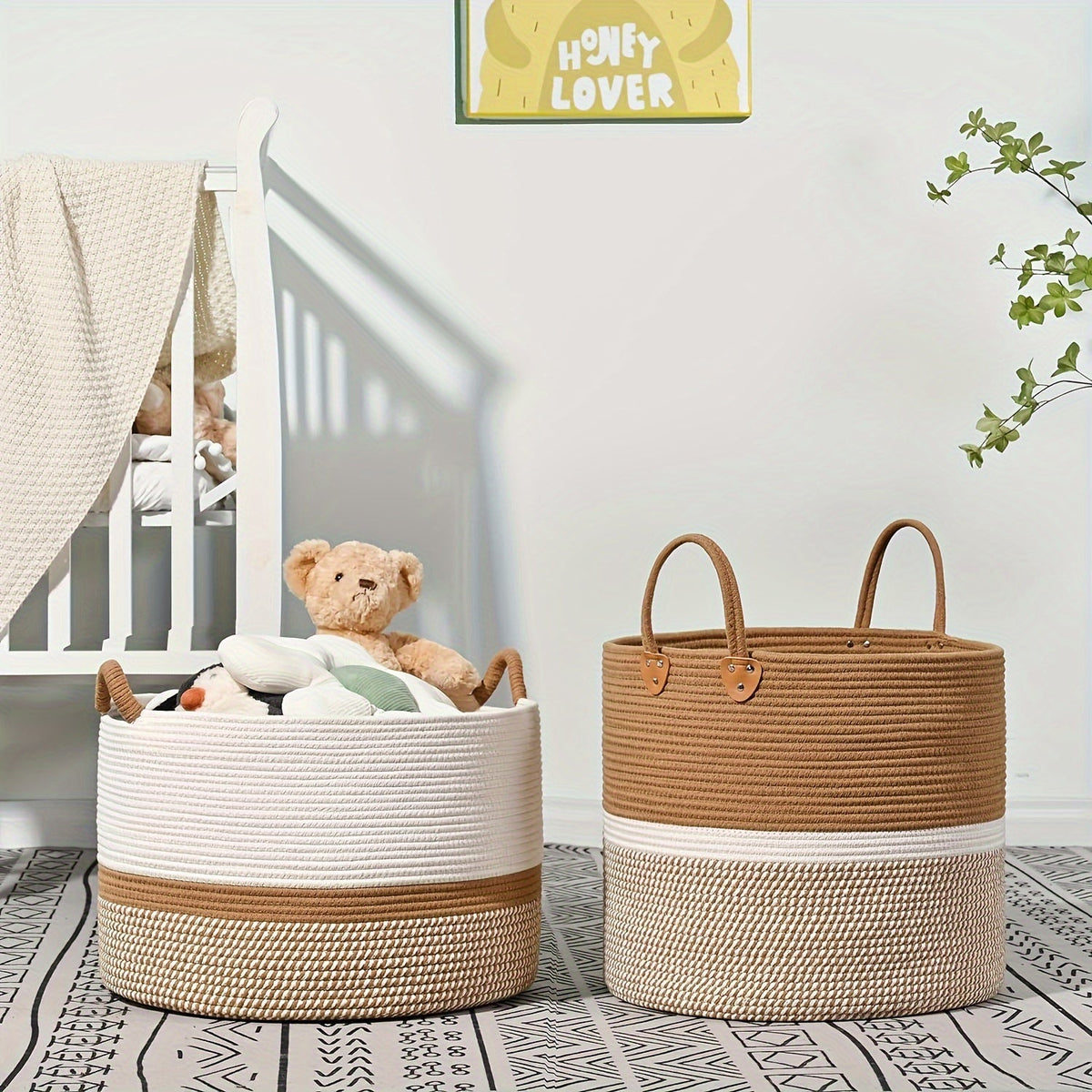 Stylish Boho Cotton Storage Basket - Versatile Home Organizer