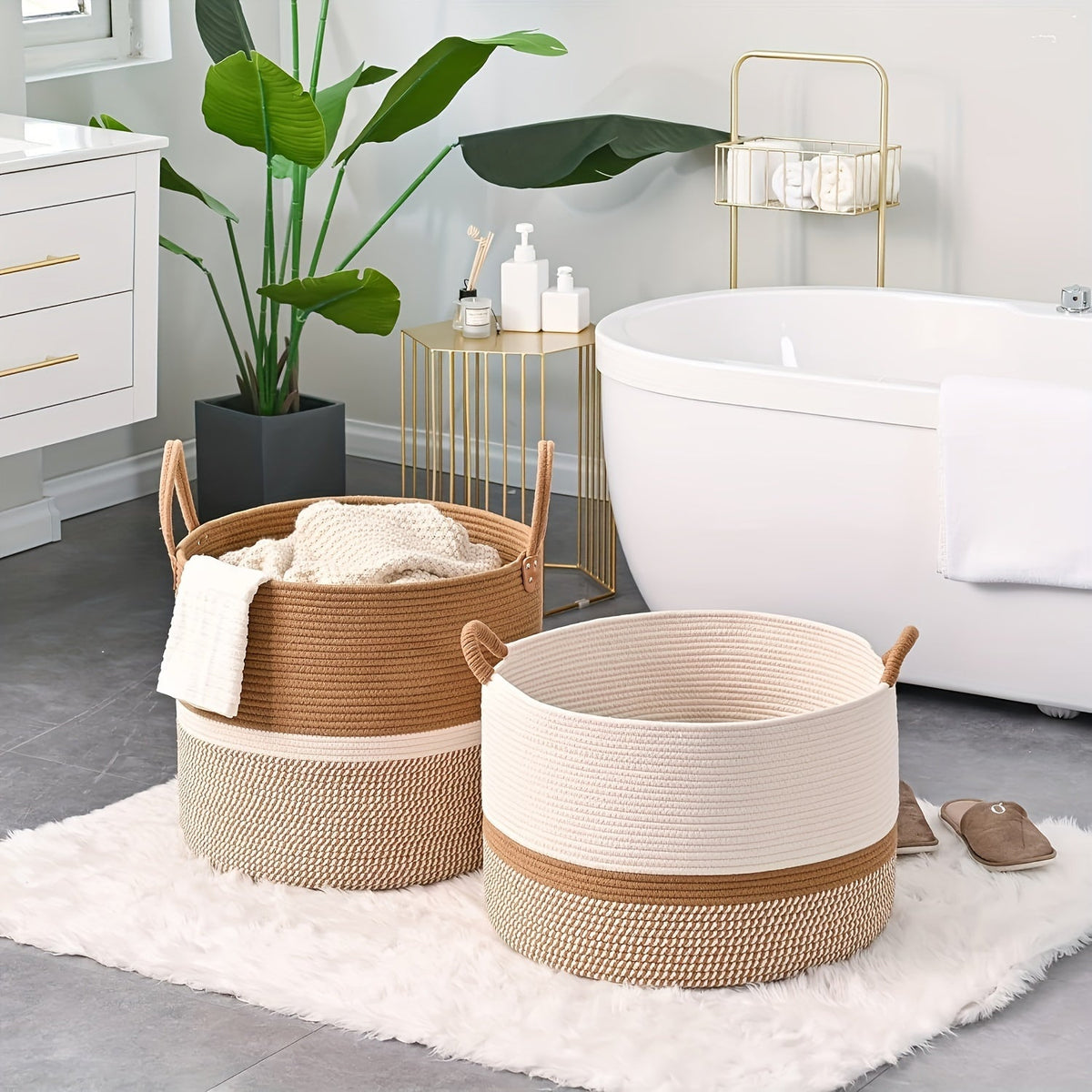 Stylish Boho Cotton Storage Basket - Versatile Home Organizer