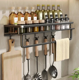Stylish Wall-Mounted Kitchen Storage Shelf with Towel Holder