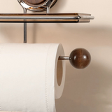 Suction Toilet Roll Holder Stand - Stainless Steel with Wood-Grain Design