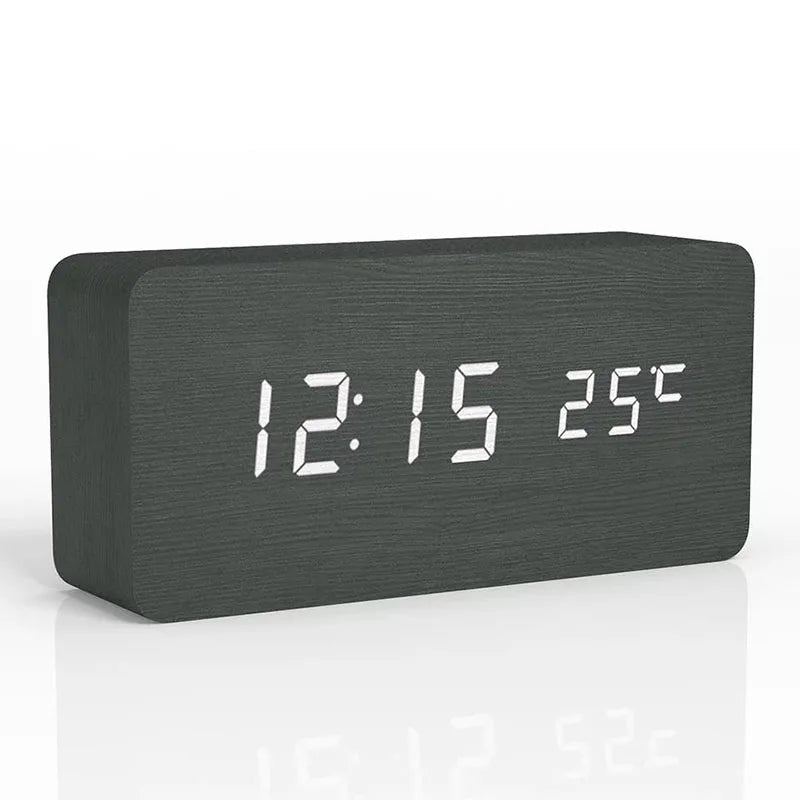 TimberTime - Digital Wooden Alarm Clock with Adjustable Brightness