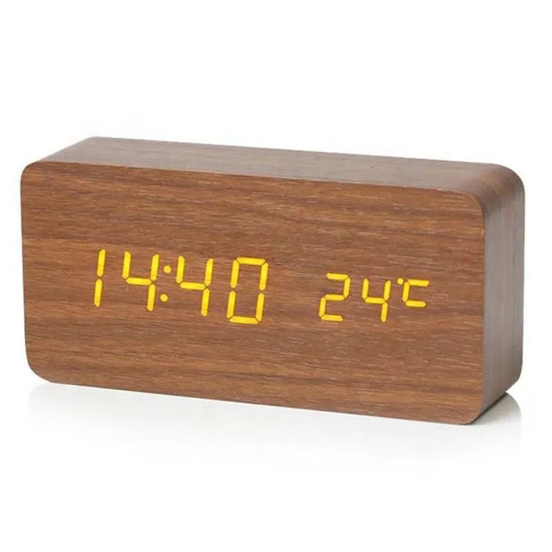 TimberTime - Digital Wooden Alarm Clock with Adjustable Brightness