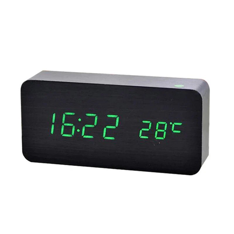 TimberTime - Digital Wooden Alarm Clock with Adjustable Brightness