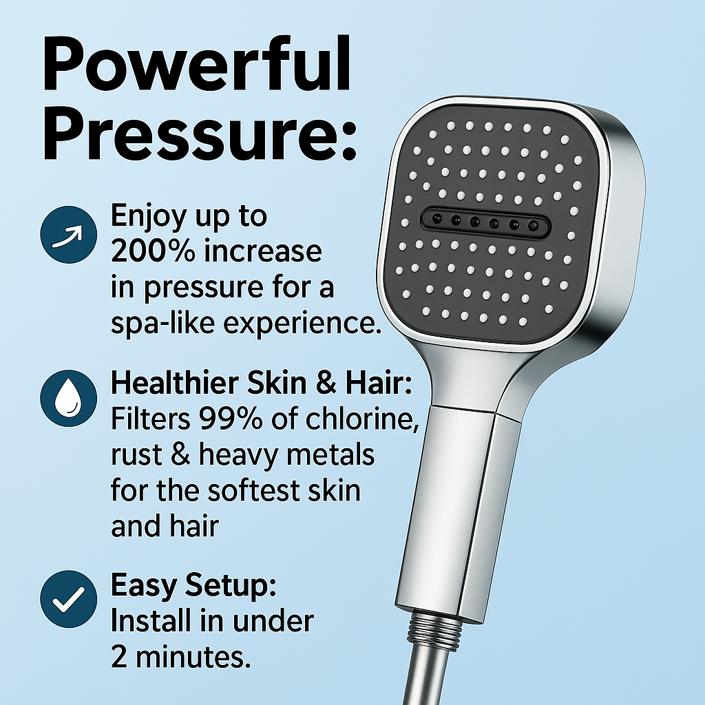 TurboBoost - High Pressure Filtered Shower Head with Rainfall Spray