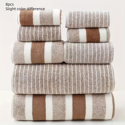 VeluSoft - 8-Piece Luxury Bath Towel Set in Soft Coral Fleece