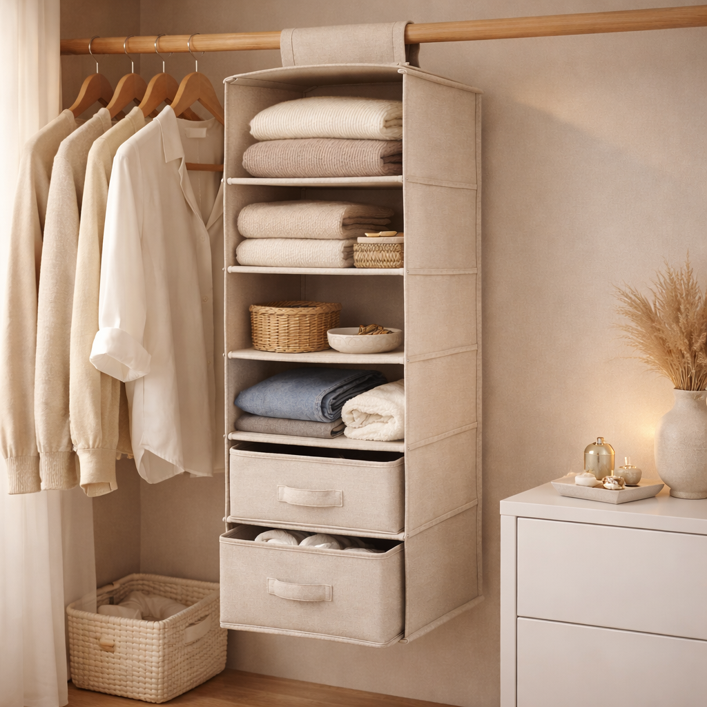 Versatile Fabric Closet Organizer - 3-Tier Wardrobe Storage Solution