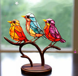 Vibrant Window Bird Decoration - Nature-Inspired Glass Art