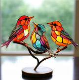 Vibrant Window Bird Decoration - Nature-Inspired Glass Art