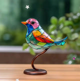 Vibrant Window Bird Decoration - Nature-Inspired Glass Art