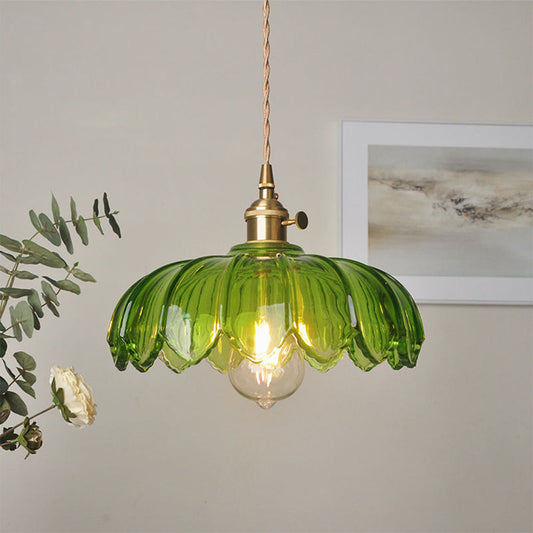 Vintage Flower Glass Pendant Lamp - Elegant Kitchen Lighting