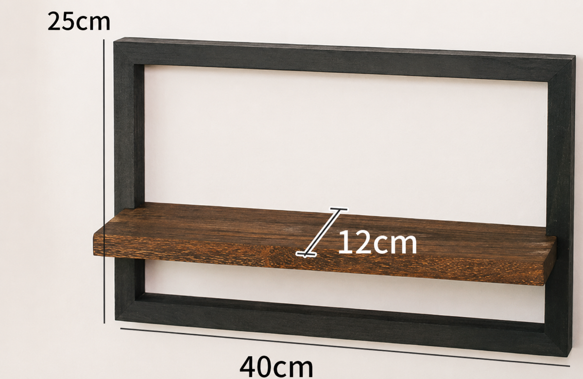 Vintage Industrial Wall Shelf - Solid Acacia Wood & Steel Frame
