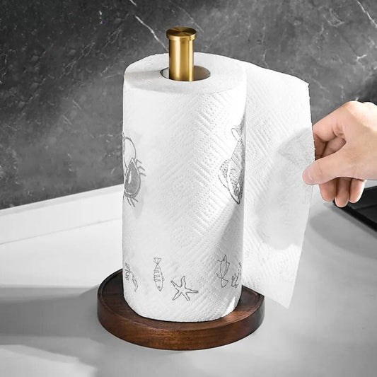 Walden Wooden Kitchen Roll Holder with Stainless Steel Base