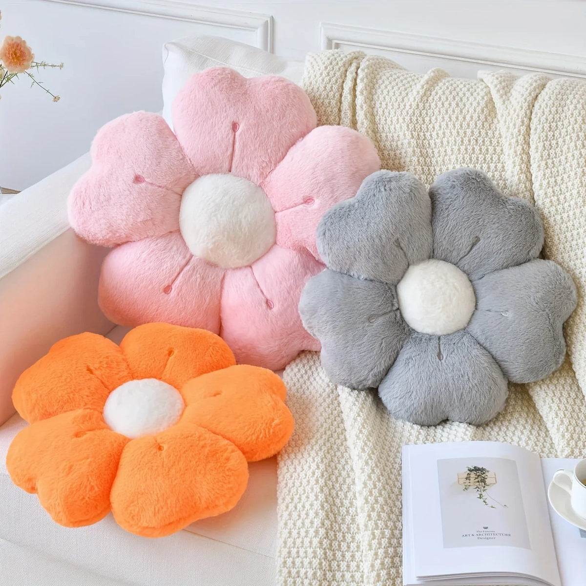 Whimsical Flower-Shaped Throw Pillow - Ultra Soft Decorative Couch Accent