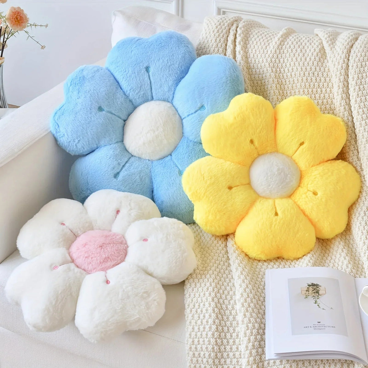 Whimsical Flower-Shaped Throw Pillow - Ultra Soft Decorative Couch Accent