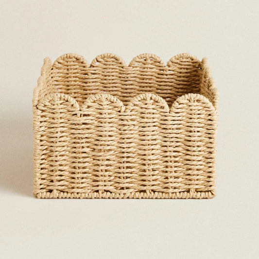 WillowNest - Handwoven Wicker Storage Basket with Wave Edge