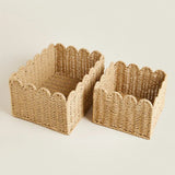 WillowNest - Handwoven Wicker Storage Basket with Wave Edge