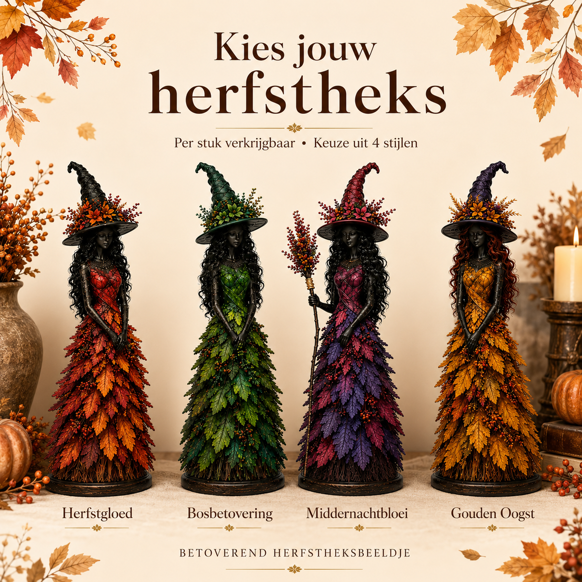 WitchBerry - Handmade Autumn Witch Figurine for Home Decor