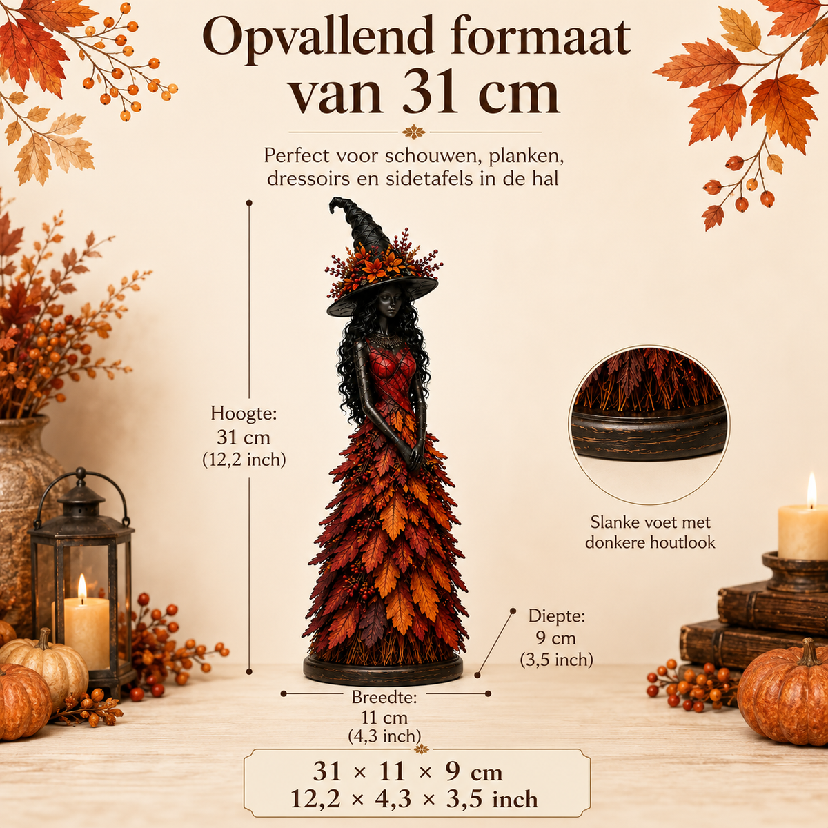 WitchBerry - Handmade Autumn Witch Figurine for Home Decor