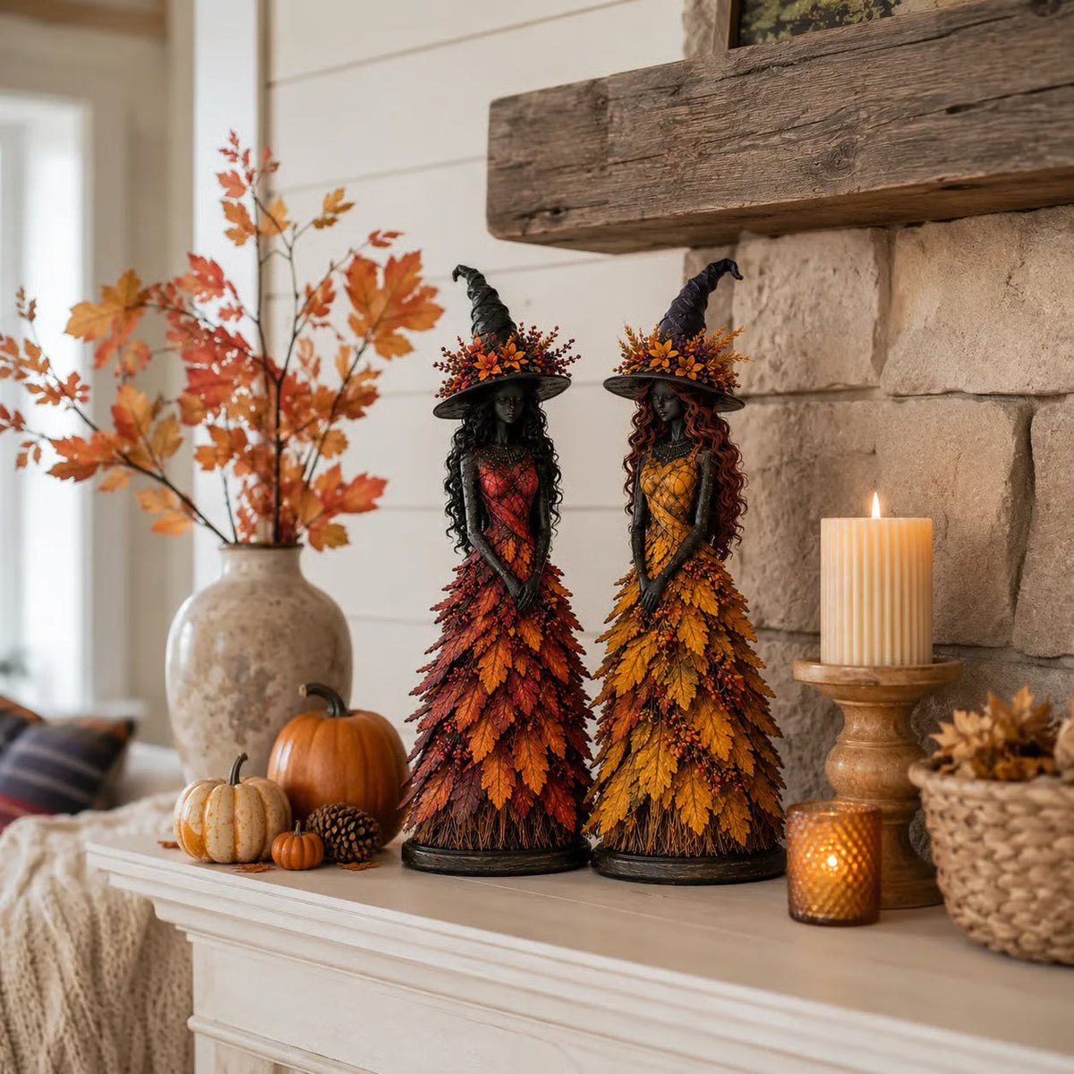 WitchBerry - Handmade Autumn Witch Figurine for Home Decor