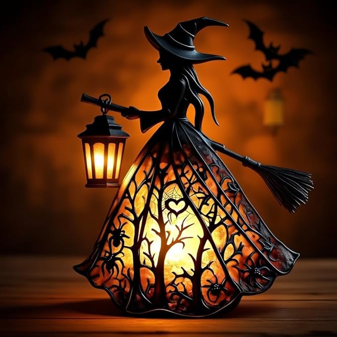 WitchGlow Halloween Lantern - LED Light with Gothic Design