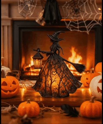 WitchGlow Halloween Lantern - LED Light with Gothic Design