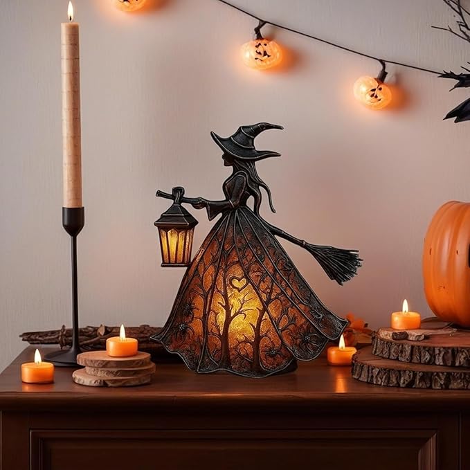 WitchGlow Halloween Lantern - LED Light with Gothic Design